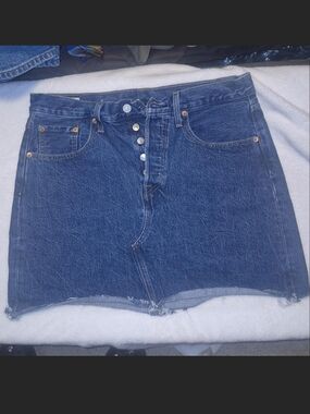 Levi's Dark Blue Button-Front Denim Mini Skirt